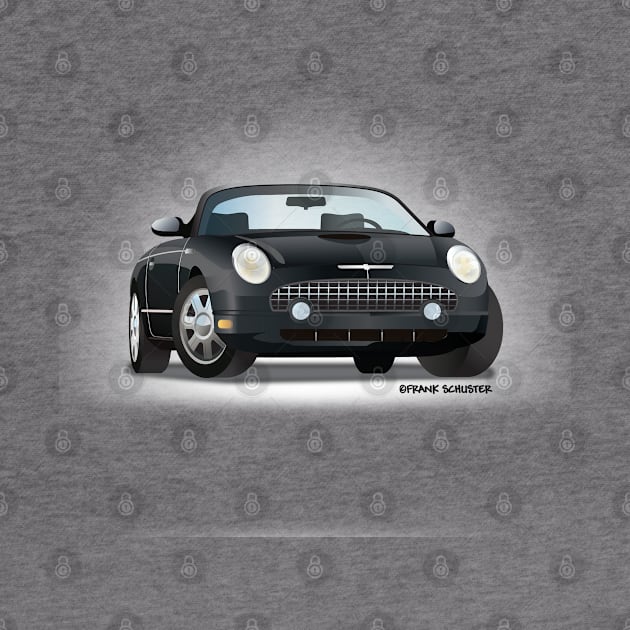 2002-2005 Retro Ford Thunderbird Black on White by PauHanaDesign